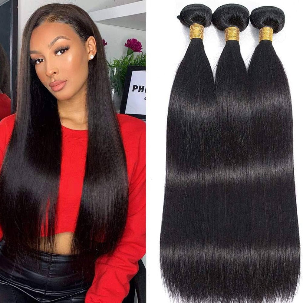 3 Bundles Brazilian Virgin Human Hair Long Weft Straight Long Hair Extension - Perismoda Hair